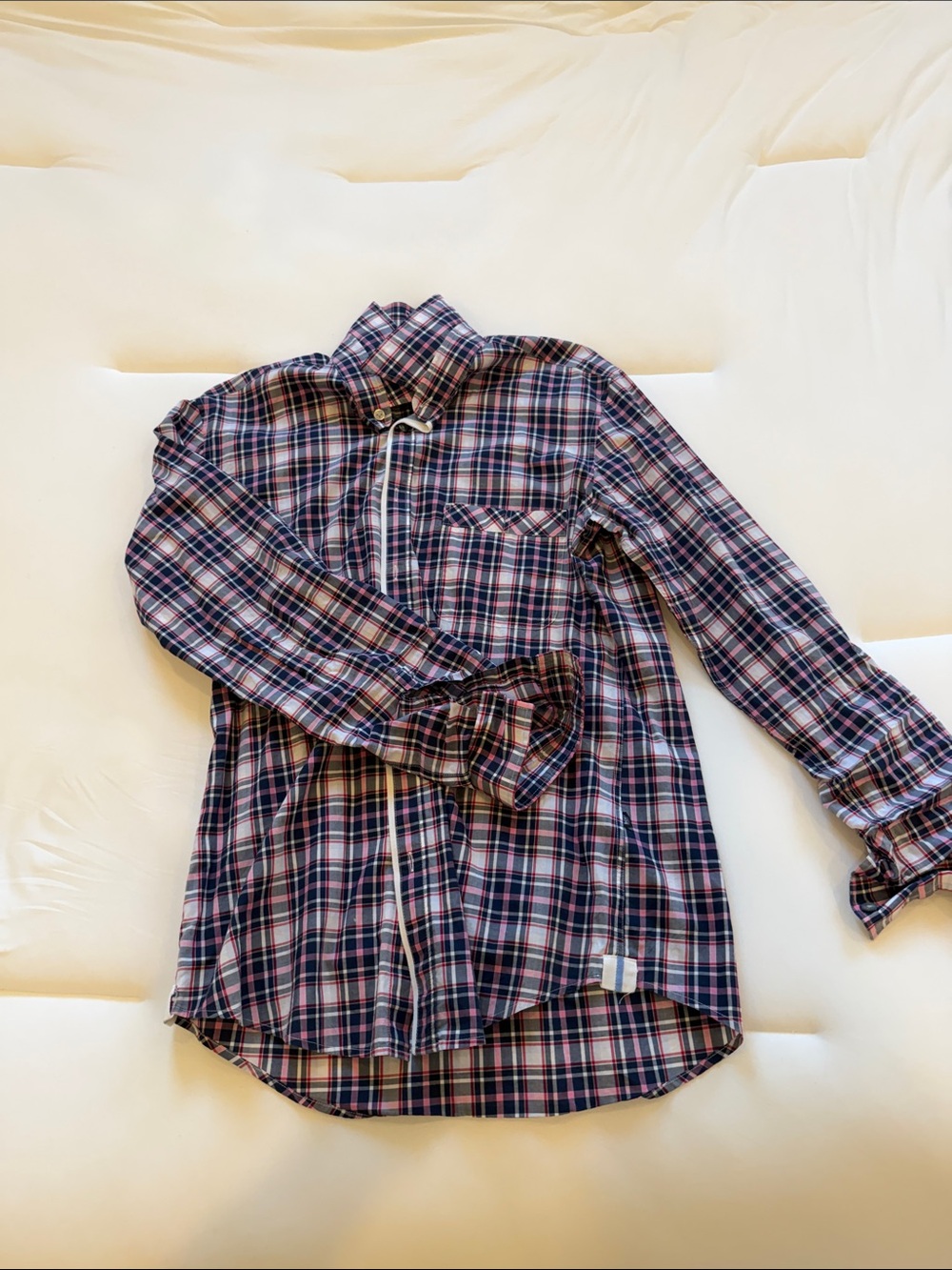 Hugo Boss Plaid Button-Down Shirt in Navy & Red